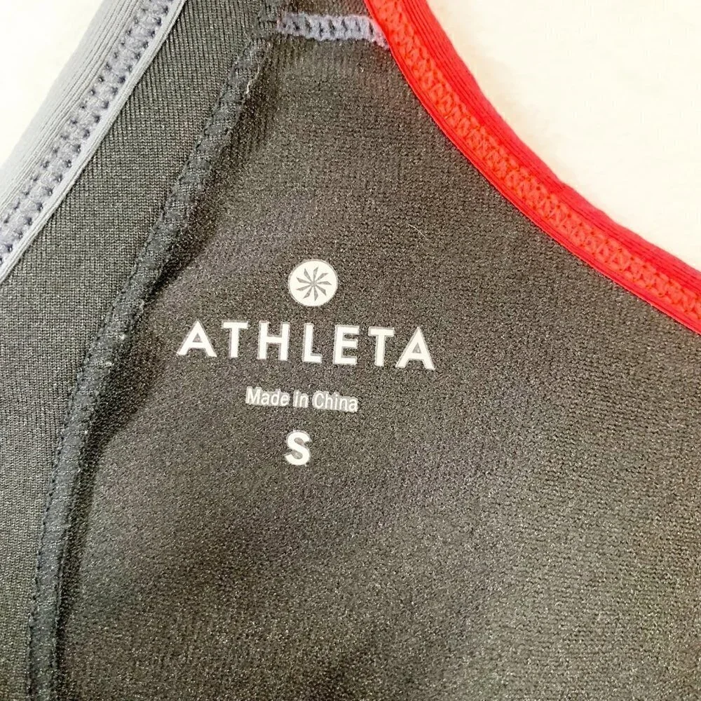 5/$25 Athleta Swimsuit Top Womens‎ S Grey Coral Snakeskin Racerback Bikini Top